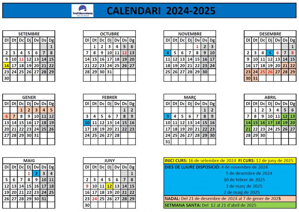 Trail Barcelona Calendari 2024-25