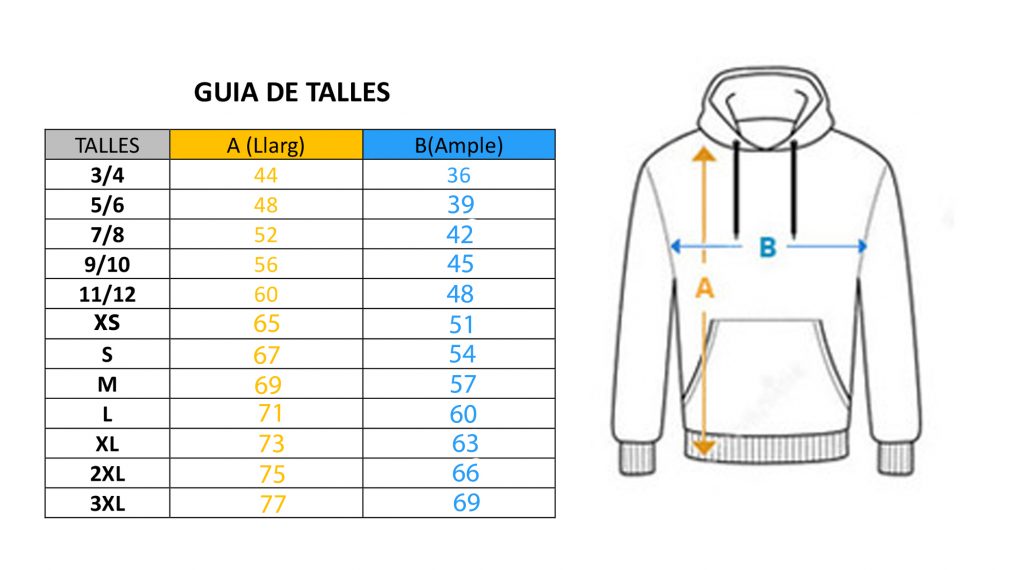 Guia Talles sudadera Trail Barcelona